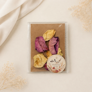 میکس گلبرگ رز خشک طبیعی - کرمی استخوانی و بنفش بزرگ (۶ عددی)