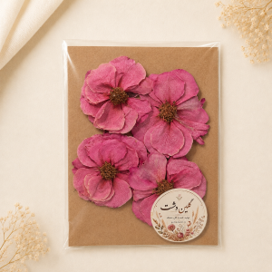 سرگل رز مینیاتوری خشک طبیعی - صورتی (۴ عددی گل درشت)