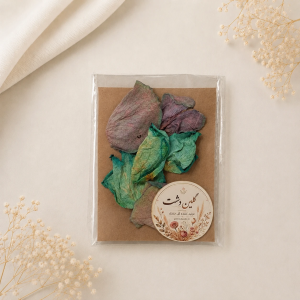 میکس گلبرگ رز خشک طبیعی - سبز آبی اقیانوسی و بنفش آبی مه‌آلود بزرگ (۶ عددی)