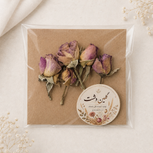 رز مینیاتوری خشک طبیعی طیف یاسی پاستلی و کرم استخوانی – (۵ شاخه تک‌گل)