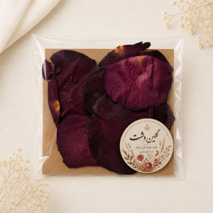 گلبرگ رز خشک طبیعی - قرمز زرشکی مخملی بزرگ (۸ عددی)