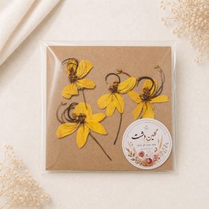 گل باران طلایی نیمرخ پرچمدار پرسی خشک طبیعی - طیف زرد خورشیدی (۴ شاخه)