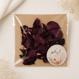 گلبرگ چروک رز خشک طبیعی – قرمز زرشکی مخملی بزرگ (۵ گرمی)